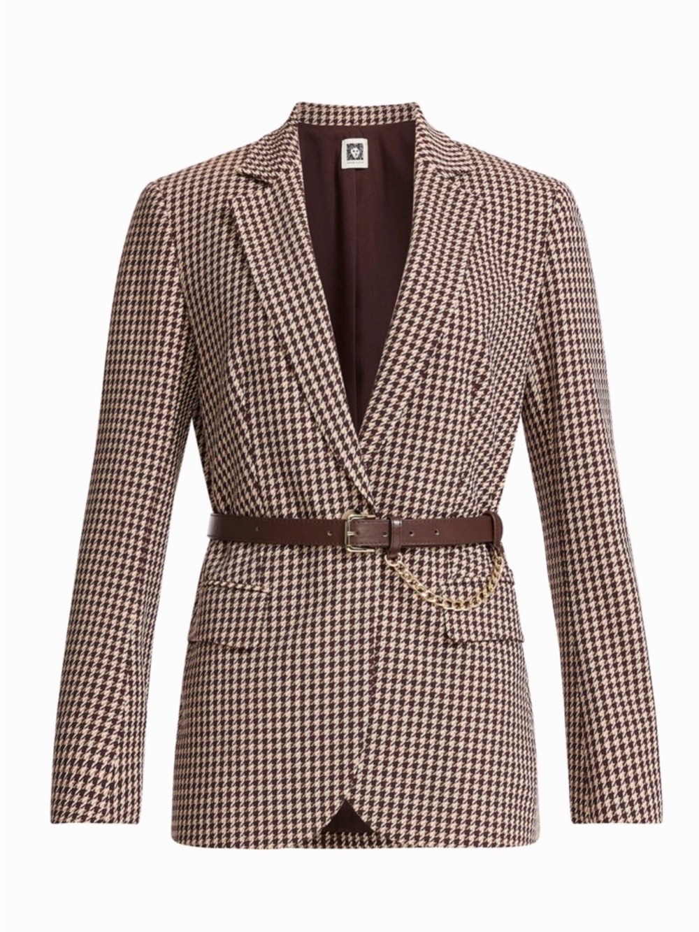 Anne Klein Brown and White Houndstooth Blazer